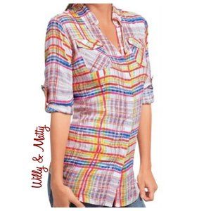 CAbi Multicolor Plaid Button Down Shirt
